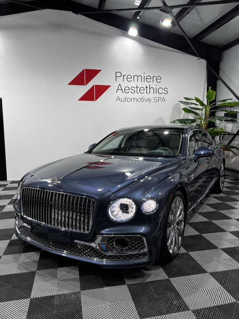 Bentley Flying Spur cu folie PPF transparentă invizibilă aplicată în atelierul Premiere Aesthetics Pitești